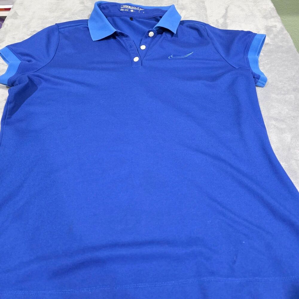 Nike Polo‎ Shirt Womens Large Blue/Light Dri-FIT Authentic Team Tennis Golf Top